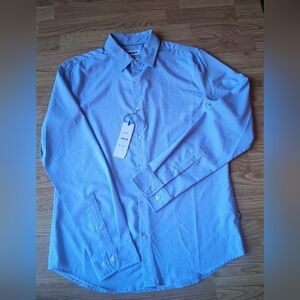 DKNY NWT Mens Long Sleeve Shirt, Blue, White, Sz S  MSRP $79.50